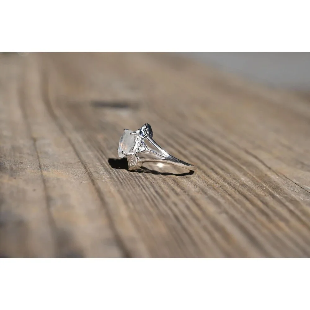 Engagement ring Moonstone sterling silver ring American made